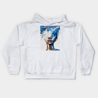 Ocean Girl Overthinking and Crashing in Waves of Glitter Kids Hoodie